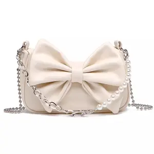 Tas Selempang Kulit Wanita Rantai Bahu Slingbag Mutiara Korean Fashion