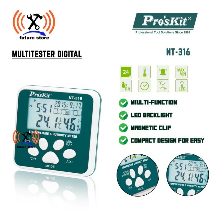 Gambar PROSKIT NT-316 Mini Digital TemperatureHumidity Meter Original Dudukan Klip Meja Suhu dari future store Kota Tangerang Tokopedia