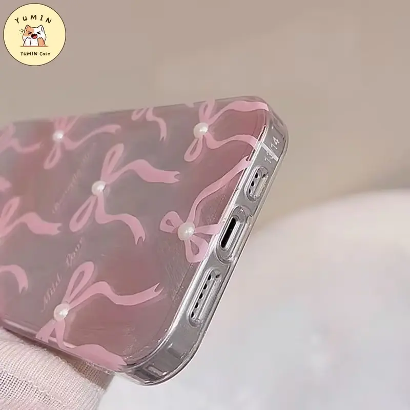 Sarung Ikat Mutiara Mewah Manis Lucu Untuk Perempuan Kompatibel Untuk IPhone 11 7Plus XR 11 13 15 14 12 Pro Max 8Plus X XS MAX 15 6S 6 Plus SE 2022 Sarung Lembut TPU Benang Bulu 8