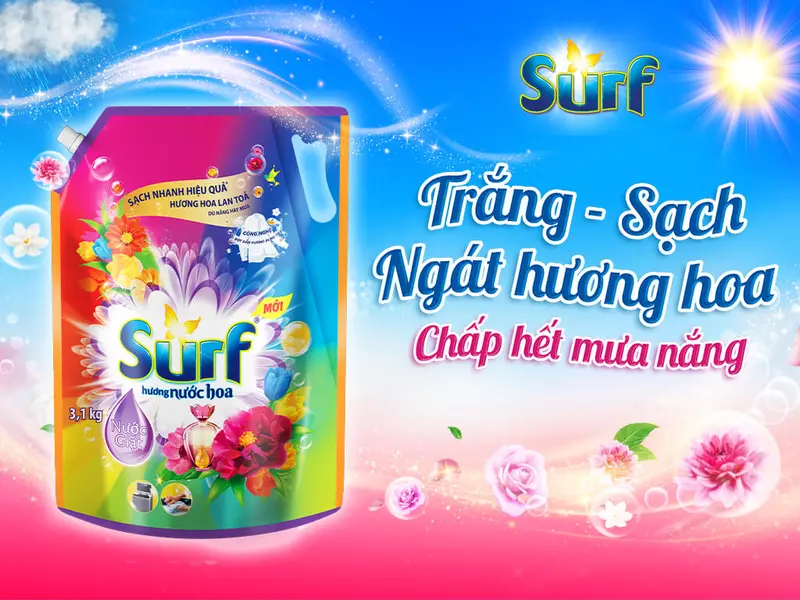 Nước giặt Surf hương nước hoa say đắm 3,1kg nước giặt Làm Sạch 4