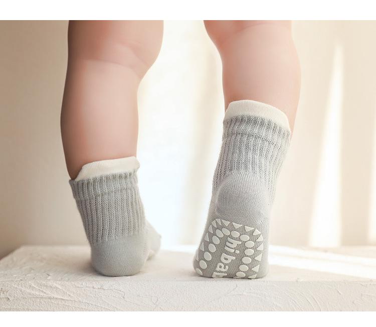 Product Introduction of 3 Pair/set Soft Baby Sock for Boy Girl Simplicity Solid Color Non-slip Floor Sock for Toddler Spring Cotton Indoor Infant Sock 12
