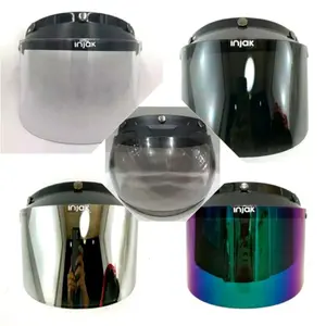 Kaca Visor Helm Bogo Retro Dewasa Datar Cembung Hitam Bening Pelangi Silver