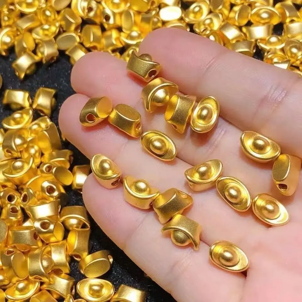 Hạt Đệm Xích May Mắn, Vàng Phù Sa, 10 Lỗ May Mắn Một Yuanbao Nhỏ Hạt Xích Tài Lộc, Thích Hợp Làm Phụ Kiện Vòng Tay Và Lắc Chân Tự Làm, Thiết Kế Mưa Chính Xác