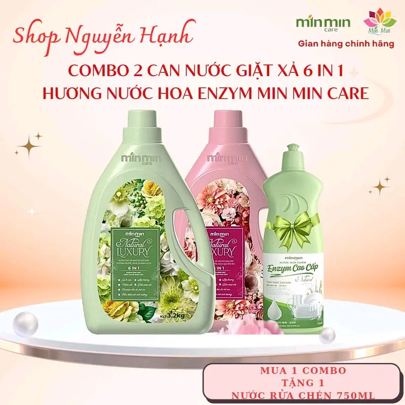 COMBO 2 CAN NƯỚC GIẶT XẢ ENZYM SINH HỌC MIN MIN CARE Làm Sạch 0