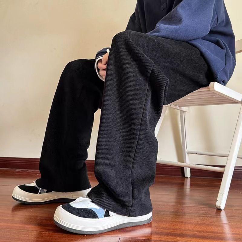 Quần dài nam ống suông fom rộng họa tiết gân nổi, chất nỉ tăm bản chun to dây rút chữ X hàng đẹp 3 màu ĐEN-XÁM-BE SỮA Pants Menswear Ong