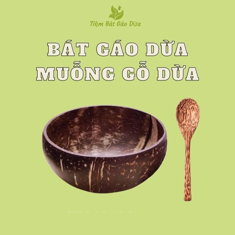    Size Lớn  Bát Chén Gáo Dừa Và Muỗng Size Lớn  13-15cm  Dùng Để Ăn Ngũ Cốc Salad Sữa Chua Hoa Quả dĩa 