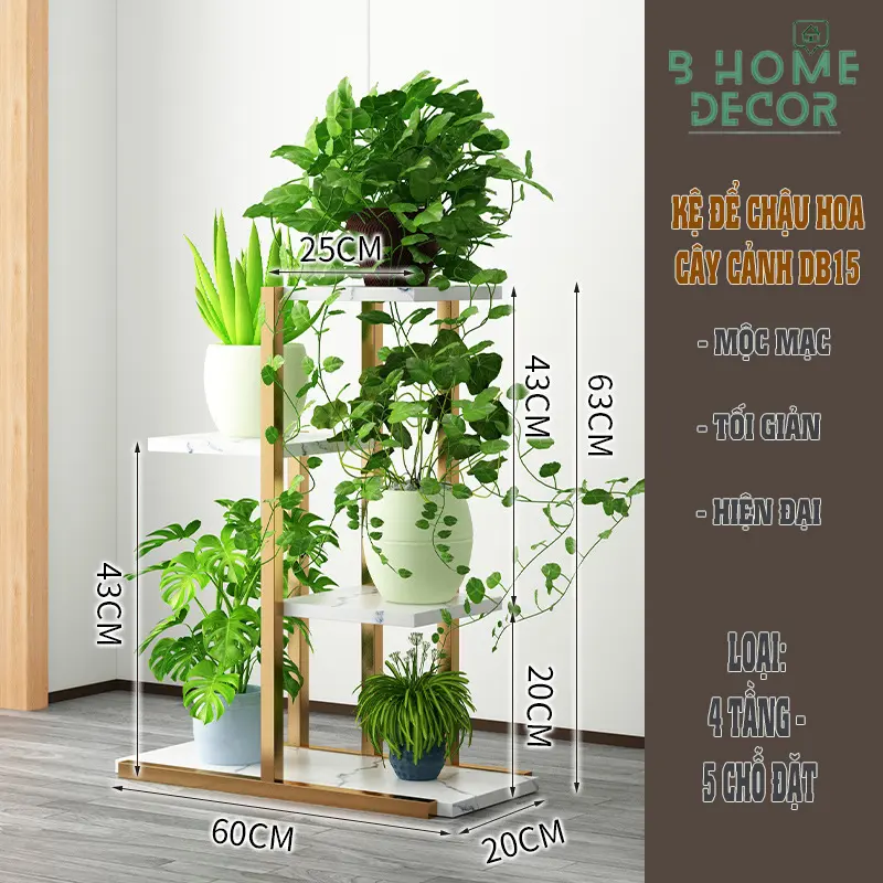 Kệ Khung Sắt nhiều tầng để chậu hoa cây cảnh, trong nhà và ngoài trời BD15 4