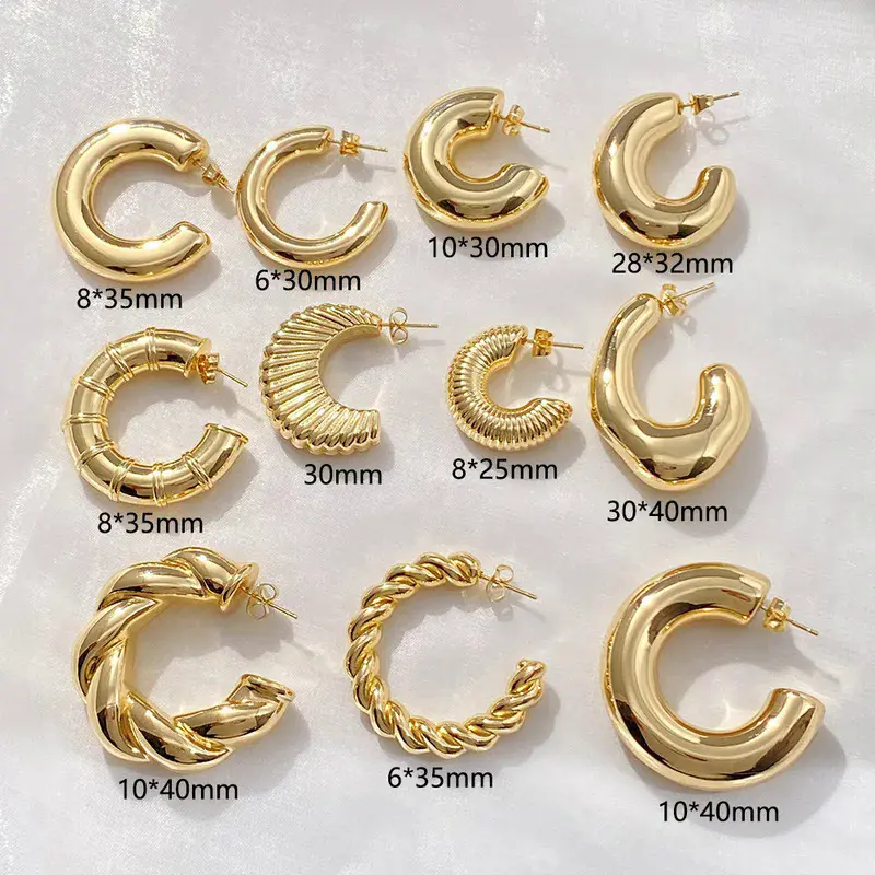 New Retro Smooth and Thick C-Shaped Earrings Round Tube Earrings Stacked High-End Women'S Earrings