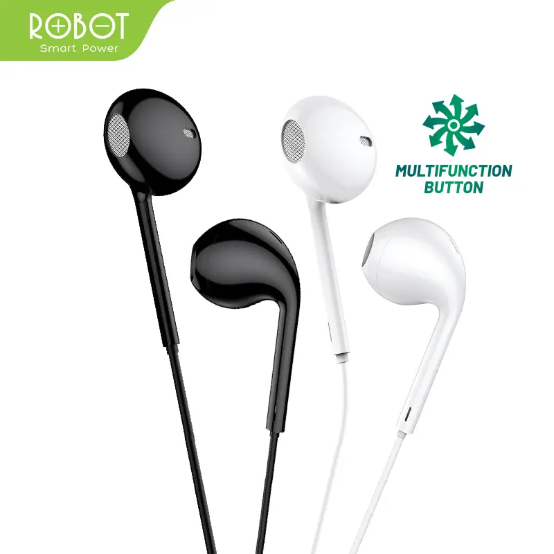ROBOT Headset RE10 Wired Headset Wired Earphone Bass Original - Garansi Resmi 1 Tahun (RE10) [ BISA COD ] Headphone 1