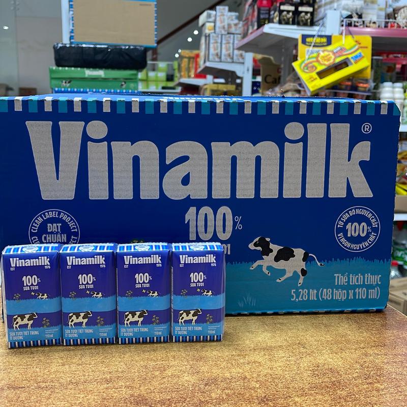 Thùng sữa tươi vinamilk ít đường 110ml x48hộp