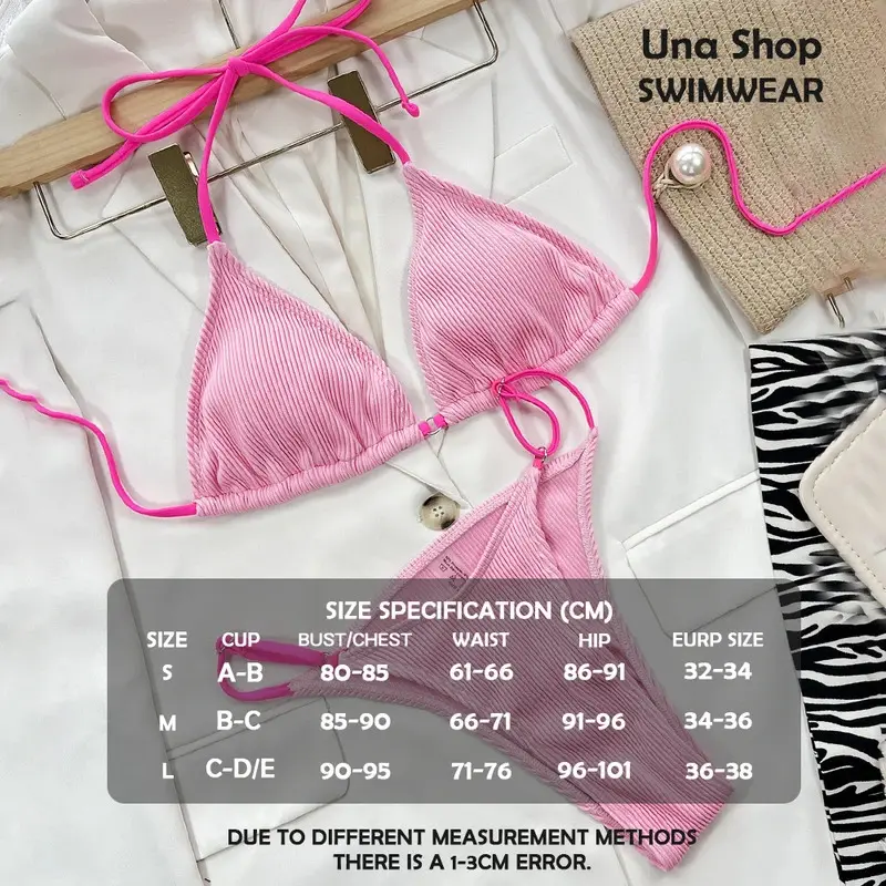 Una-Shop Solid Color Bikinis Sets With Adjustable Straps Trendy Swimsuit For Women Summer Beach Swim Pool Party Bikini Swimwear 0