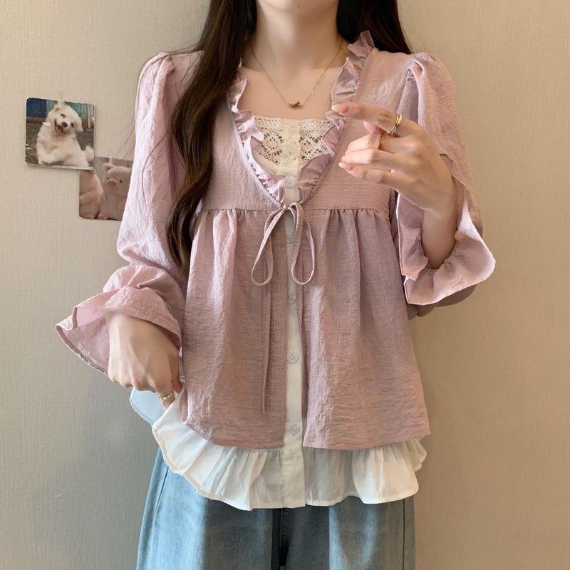 Product Introduction of Baju Atasan Lengan Panjang Dua Keping Palsu, Rekaan Cantik, Langsing, Fesyen, Serba guna, Boleh Dipakai Di Luar, Sesuai untuk Wanita, Penghantaran Cepat, Pelancaran Baharu 2024, Musim Luruh, Fesyen 14