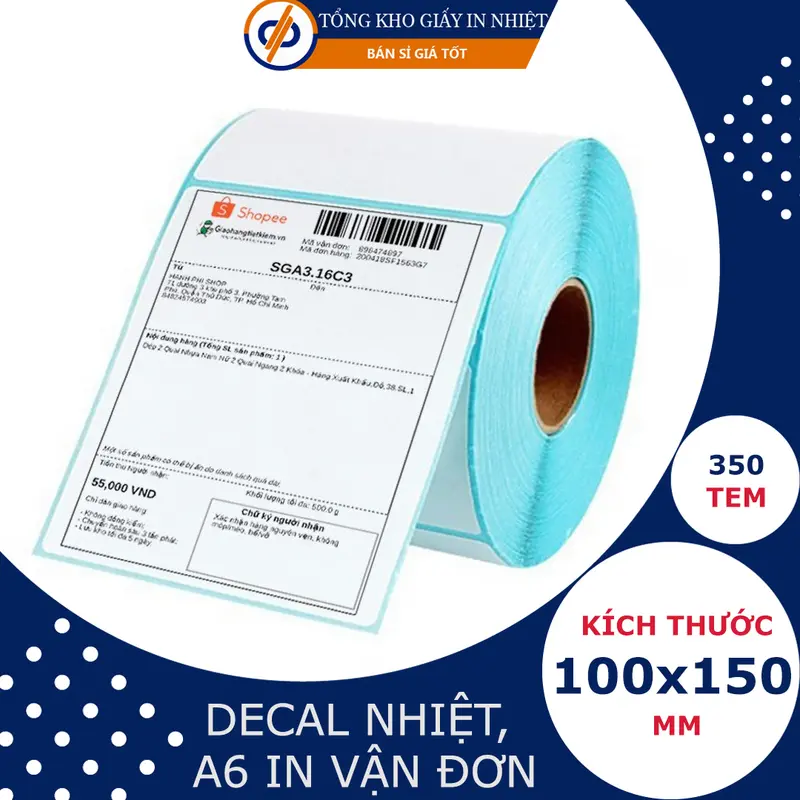 Giấy In nhiệt A6 (Khổ 100x150mm) - DP20 - Decal in đơn hàng 0