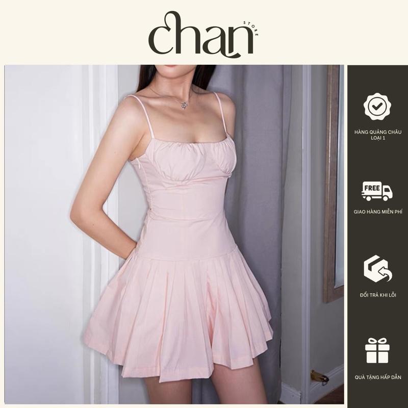 Đầm hai dây phối chân váy xếp li phong cách hàn quốc M211