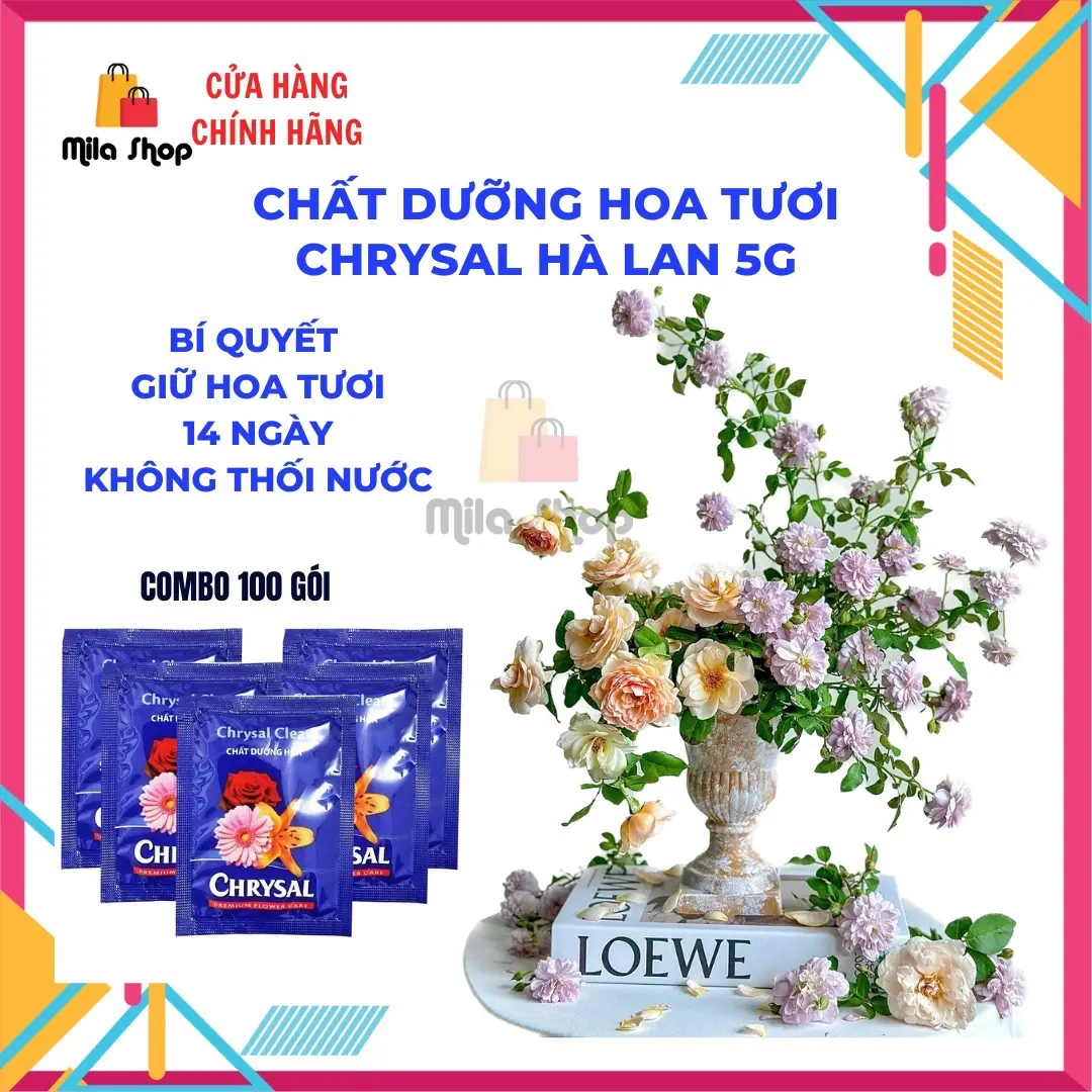 100 Gói dưỡng hoa tươi lâu tàn, nước cắm hoa tươi lâu, chất dưỡng hoa Chrysal Clear Hà Lan