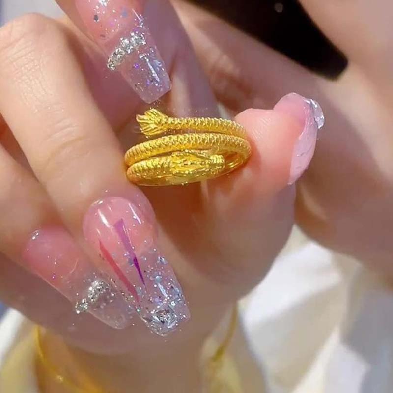 Dragon-Shaped Coiled Dragon Ring Exquisite Gift -Plated Adjustable Dragon Ring Women Jewelry Swinging Tail Dragon Ring for Gift For Women Gift For 8
