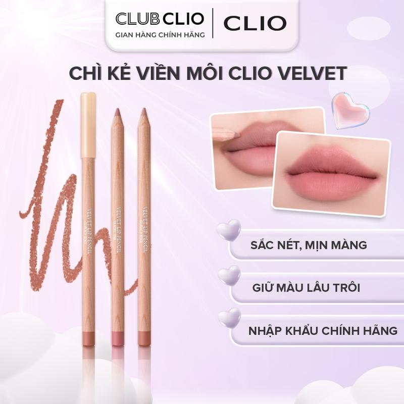 Chì Kẻ Viền Môi CLIO Velvet Lip Pencil Set 1.45g Nhung Lì Lâu Trôi Định Hình Đường Viền Môi Kèm Gọt CLVIENMOI