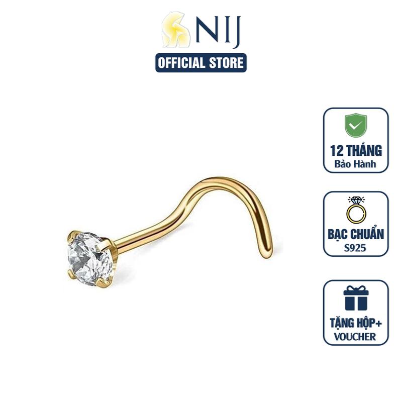  Khuyên Cánh Mũi V.18k Chân Chữ C - Thiết Kế Độc Đáo Bằng Bạc Ý Cho Nostril 