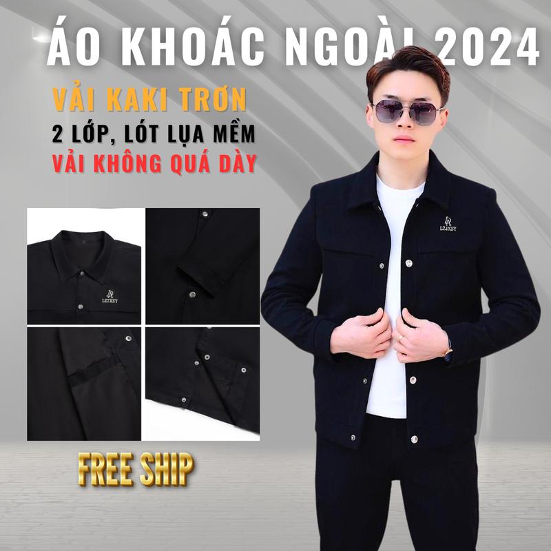 Áo Khoác Nam KAKI Trơn, Dày Vừa Phải, 2 Lớp Không Nóng, Thời Trang Trung Niên AK02-K7, Thiết Kế Có Cổ Cúc Bấm, Lót Vải Mềm Chất Lượng Cao Menswear Jacket aokhoac nam Kem