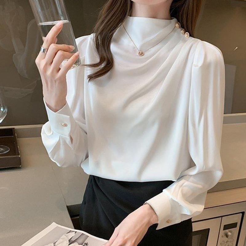 [LOY] Eye-catching Women Blouse Easy Match Polyester Loose Long Sleeve Women Pullover Top for Daily 4