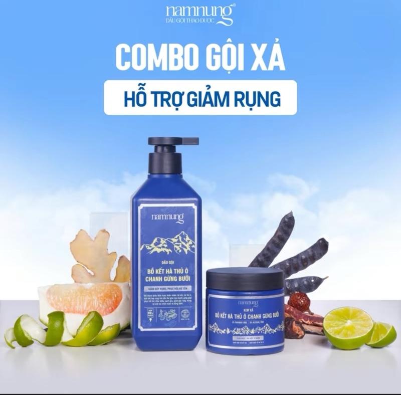 Product Introduction of Combo Gội Xả Nam Nung Xanh Dương Bồ Kết Hà Thủ Ô Chanh Gừng Ngăn Rụng Tóc Giúp Mọc Tóc Con 500ml 2