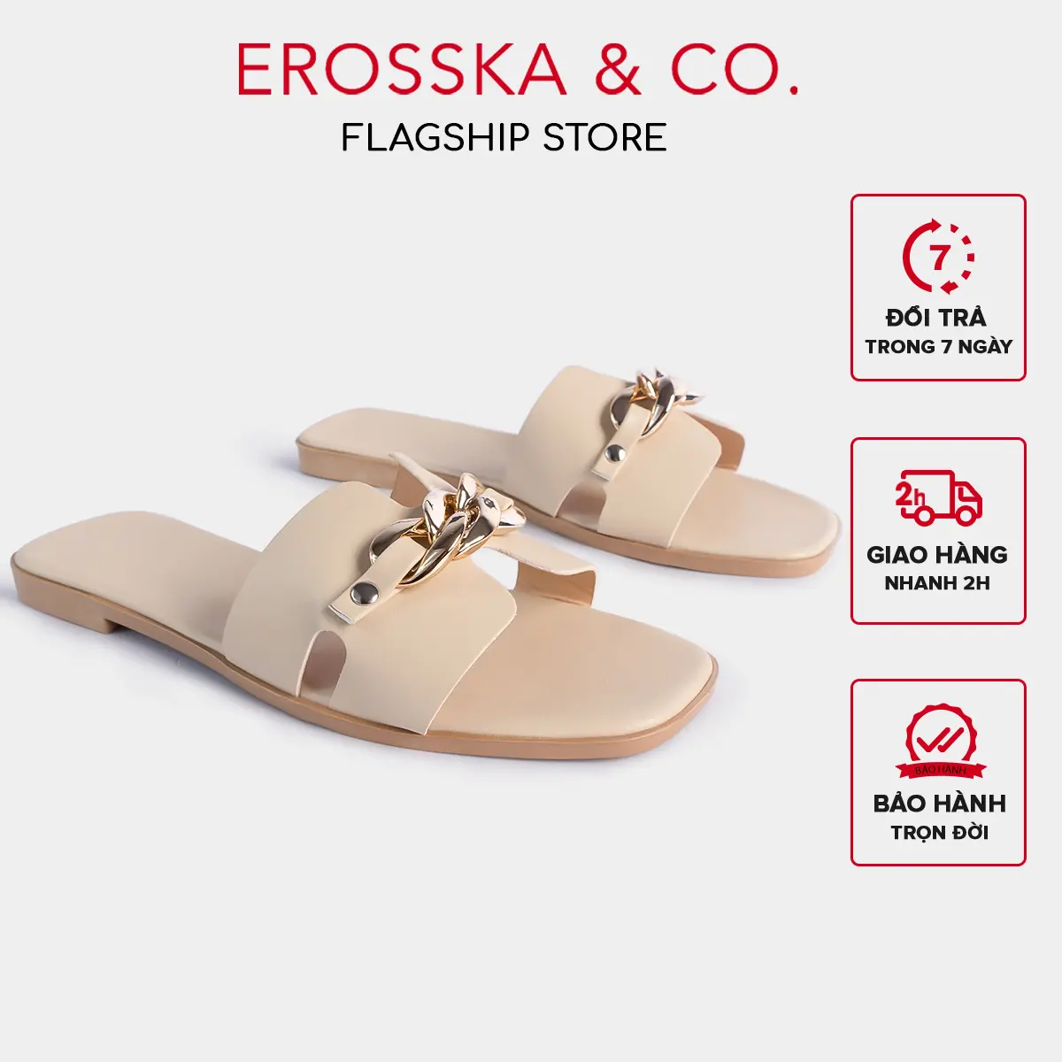 EROSSKA - Dép nữ thời trang quai xích [Form nhỏ tăng 1 size] - DE042