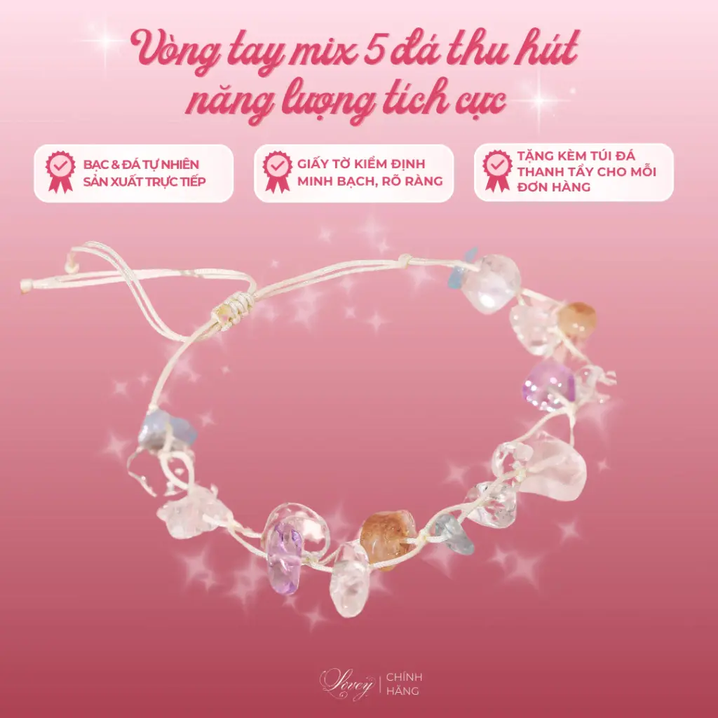 Vòng tay nữ  LOVEY đính đá năng lượng handmade
