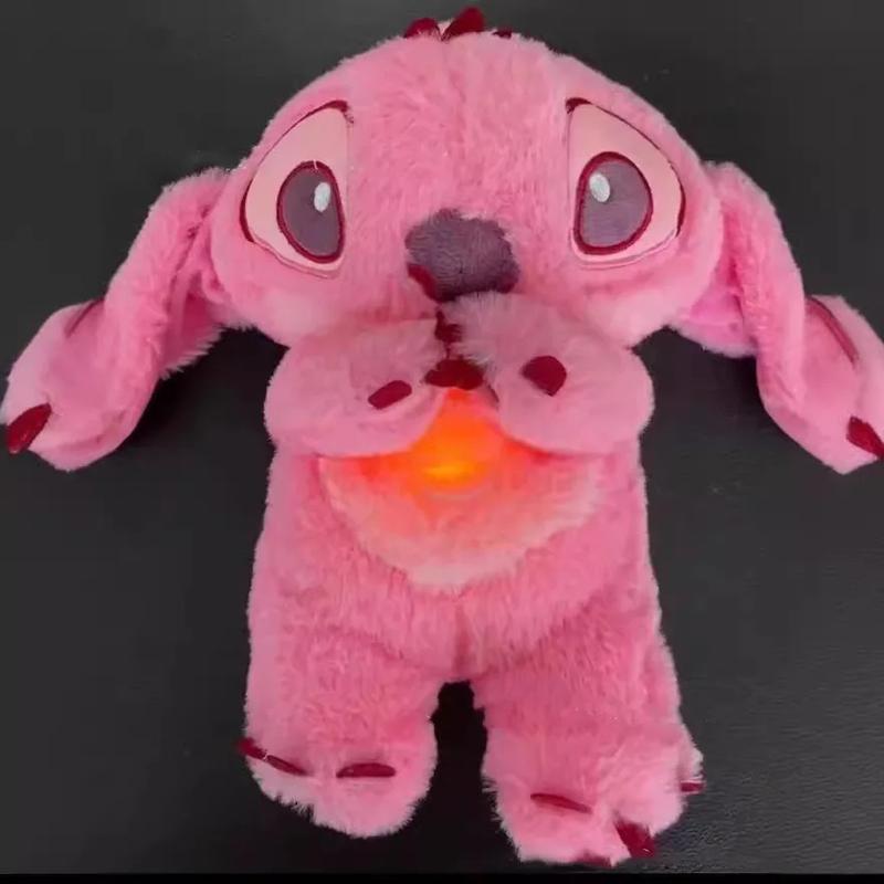Product Introduction of 2024 New Lilo&Stitch Plush Doll Breath Child Peluche Kawaii Soothes Toy Anime Baby Music Light Sleep Toys Pink Stitch Kid Gifts 4