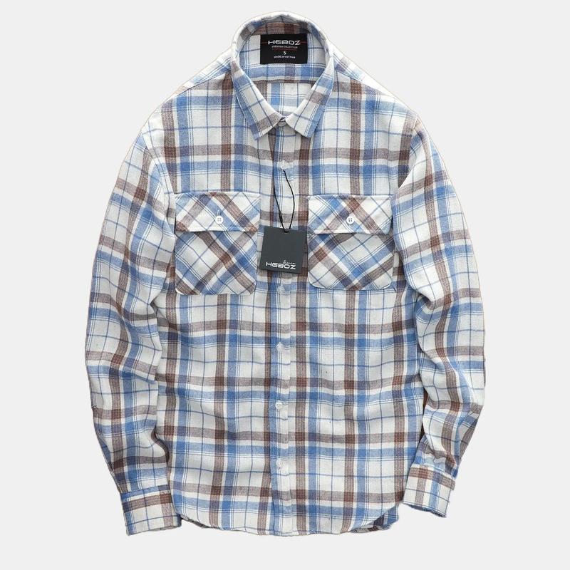 [HẾN STORE MENSWEAR] Sơ mi flanel caro 2 túi Heboz 5M, chất dạ mỏng mềm mịn, form slimfit - 00001327