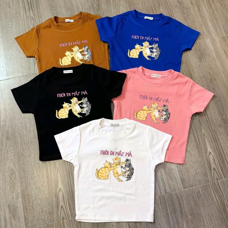 Áo Thun Croptop Thun Borip Form Basic Ôm Body In Hình Three Cat "Thôi Đi Mấy Má" Nữ Women Cổ Tròn Valentine 14/2 Dáng Ngắn 7