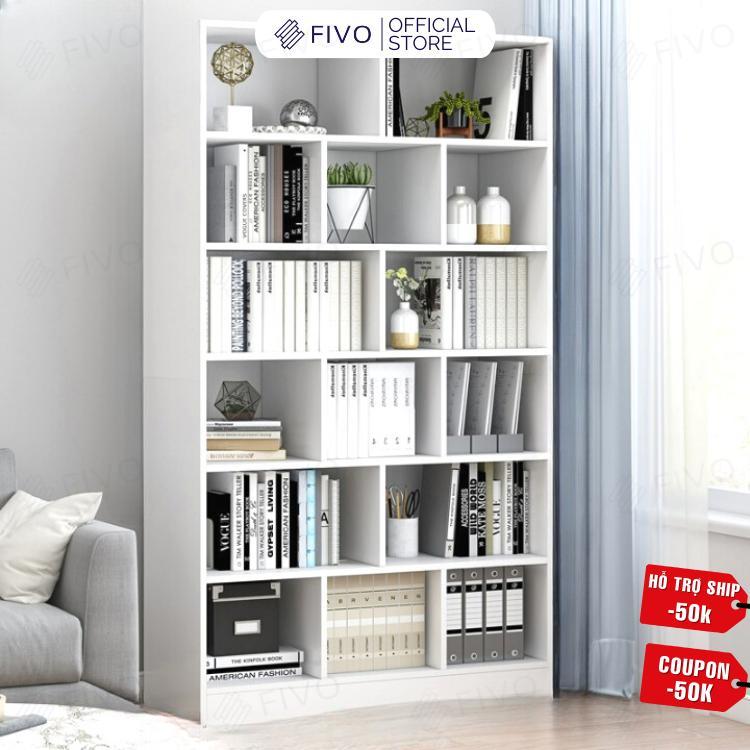  Kệ Sách Gỗ Để Sàn Cao Cấp Màu Trắng FIVO FB70 Thiết Kế Thanh Lịch Nội Thất Lắp Ráp Thông Minh Decor Linh Hoạt 