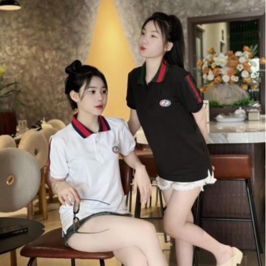  Áo polo cổ đỏ sọc tay nam nữ 