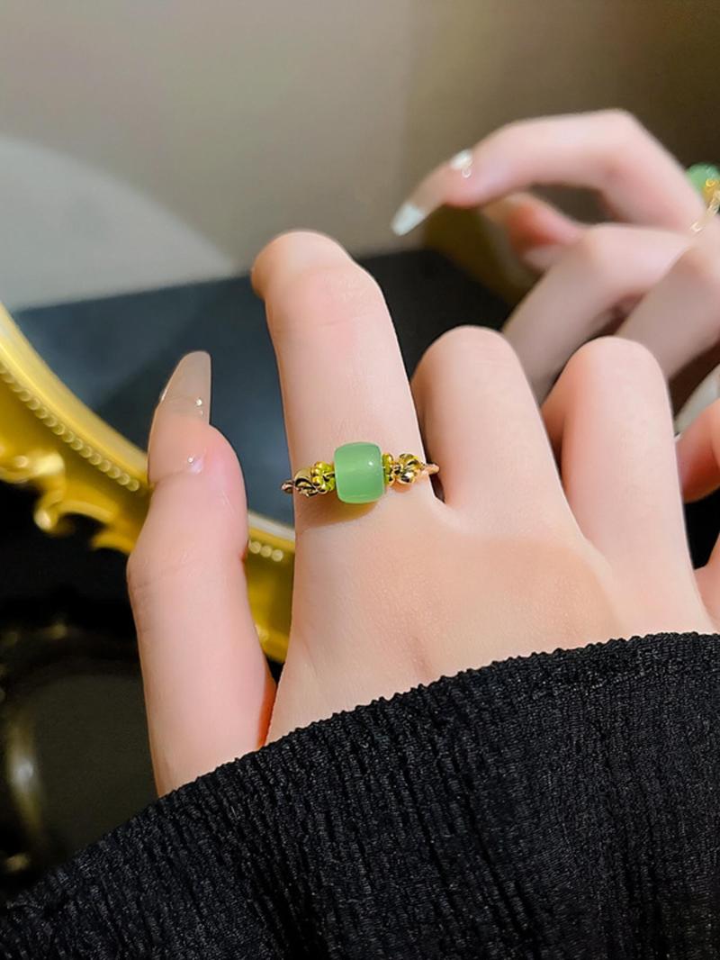 Product Introduction of Minimalist Elegant Ancient Jade Decorative Cuff Ring, Fashion Accessories for Women & Girls, Minimalist Temperament Trendy Exquisite Jewelry for Party 13
