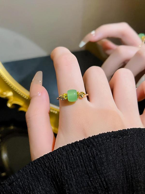 Minimalist Elegant Ancient Jade Decorative Cuff Ring, Fashion Accessories for Women & Girls, Minimalist Temperament Trendy Exquisite Jewelry for Party 3