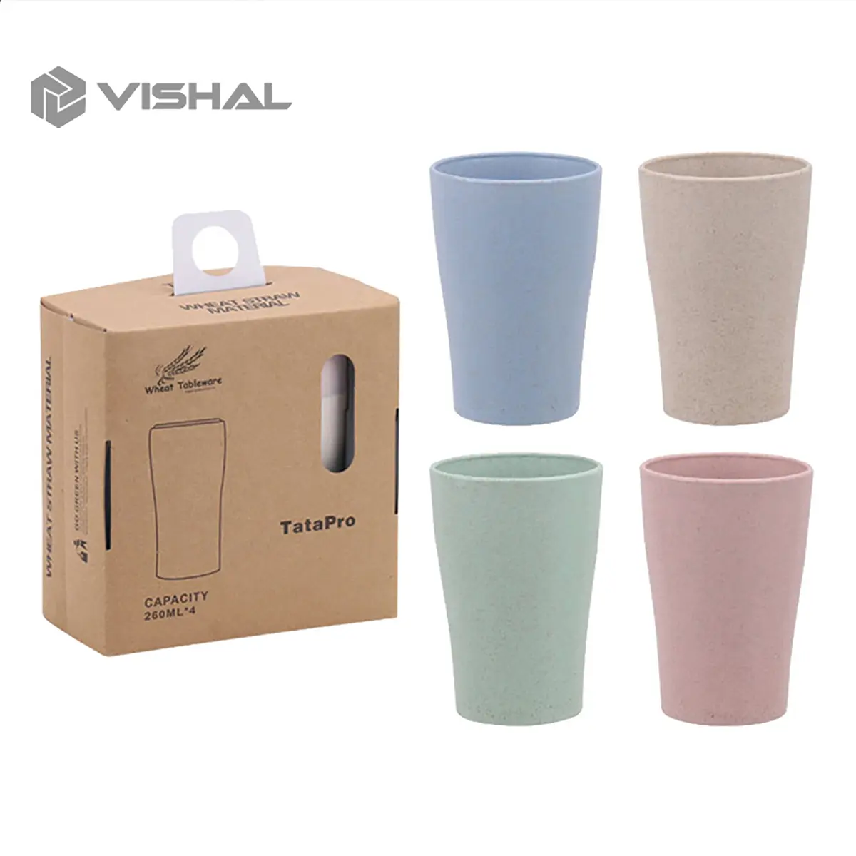 VISHAL Famliy Gelas Wheat Straw Set Cangkir Plastik Warna 4 In 1 Cups Wheat Cup Set Toothbrush Cup VS-14