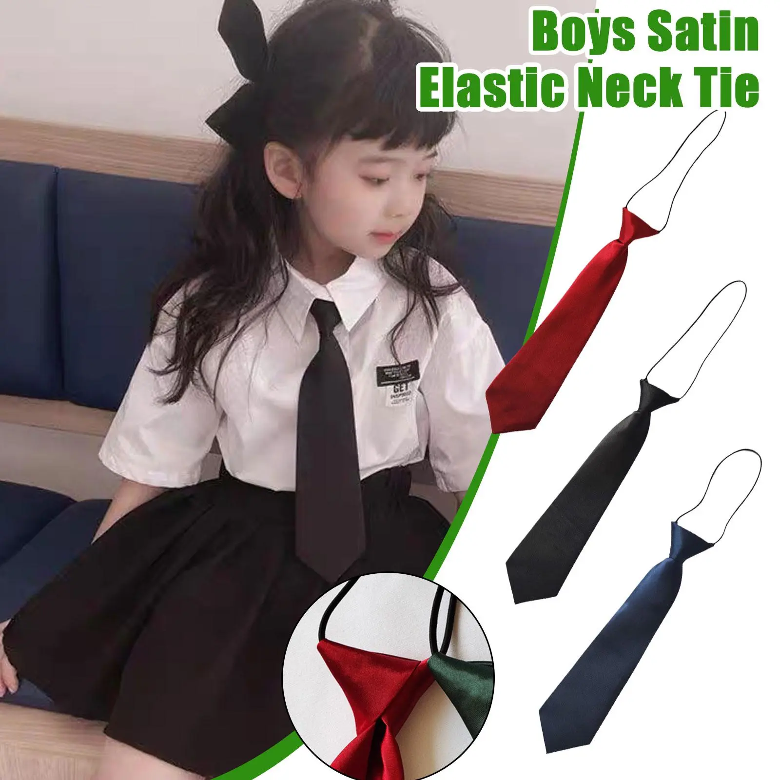 Cà Vạt Trẻ Em Bé Cà Vạt Mỏng Co Giãn Polyester Màu Đen, Cà Vạt Cổ Cho Bé Trai, Thích Hợp Cho Trẻ Em, Trẻ Em Và Trẻ Em, B3S8