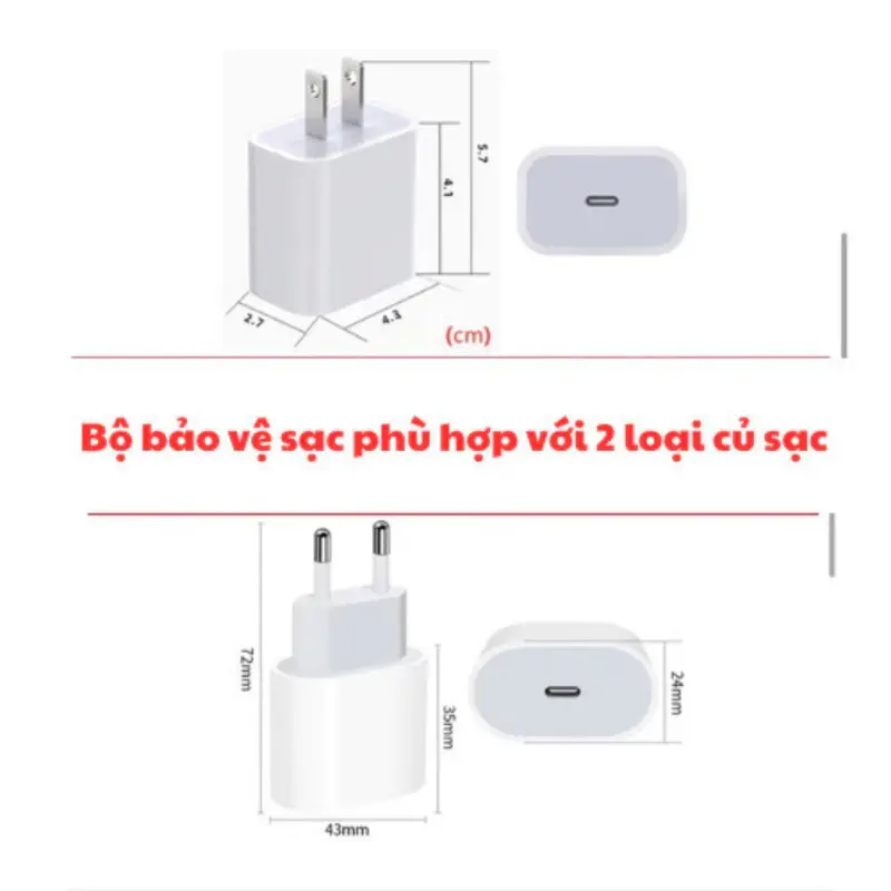 Bộ phụ kiện 5 món bảo vệ cáp (dây) và củ sạc PD 18W/20W Tech Handy cho IP set boc baove  capsac ốp 3