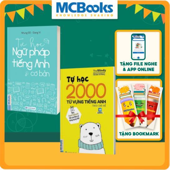 Sách - Combo 2 cuốn Tự học ngữ pháp tiếng anh + Tự học 2000 từ vựng tiếng anh theo chủ đề khổ nhỏ - Tặng Bookmark