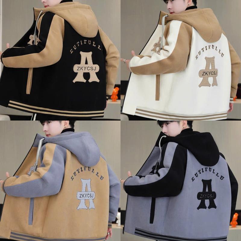 Áo Khoác Nỉ Dây Kéo Có Nón Logo Thêu A- Thời Trang Hiện Đại - Cho Nam