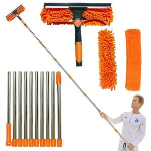 2 in 1 Retractable Window Cleaning Brush & Scraper Set, 1 Set Durable Reusable House Cleaning Tool Set for Home Living Room & Toilet, Handheld Pool Cleaner, Kitchen Accessories, Cleaning Bundles, Floor Pool Cleaning System