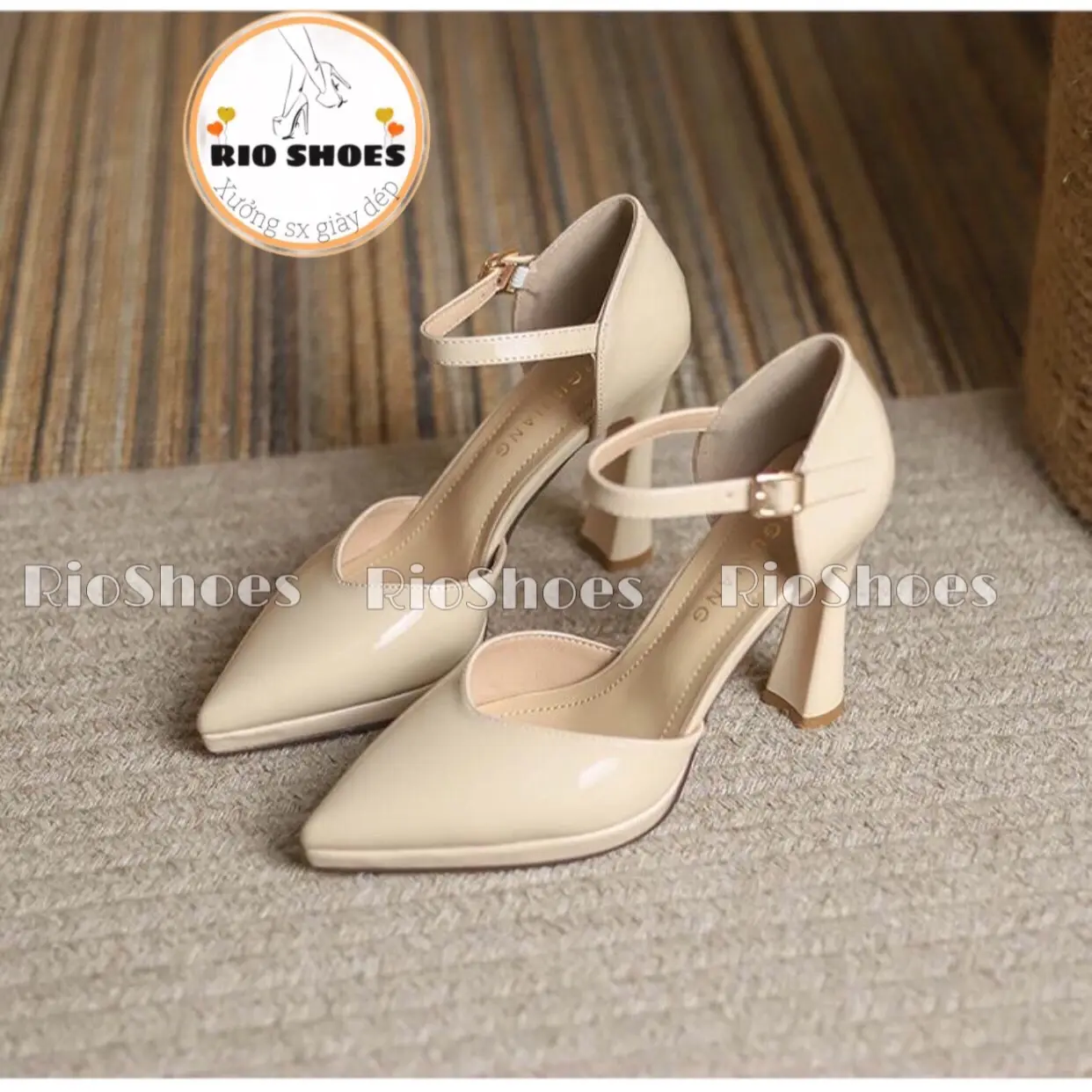 Đúp mũi nhọn hậu bít chất da bóng gót trụ cao 9cm, đệm mút êm ái không đau chân ((Women Nữ)) s ụ giay cao got call 7 Nhung GiàY Shoes