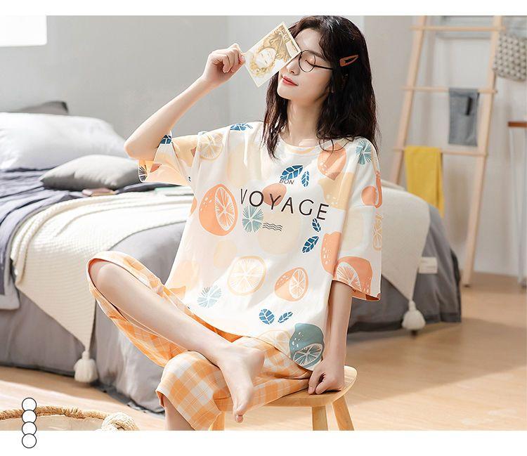 Product Introduction of Đồ Ngủ Cotton, Xương, 5XL, Thích Hợp Cho Bé Gái Béo (100,35kg), Quần ngắn Tay, Dành Cho Nữ, Phong Cách Mùa Xuân Và Mùa Hè, Ngoại Cỡ, Dáng Rộng Vừa Vặn, Hỗ Trợ Mặc Tay 11