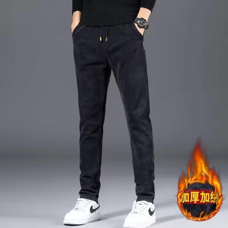Product Introduction of Quần Dài Jean Dày Lót Lông Cừu Mùa Đông, Dành Cho Nam Giới, Kiểu Hàn Quốc, Cắt Thẳng, Mỏng Vừa Vặn, Bó Sát, Co Giãn, Dễ Phối Đồ, Quần Mỏng, Thời Trang Ins 2