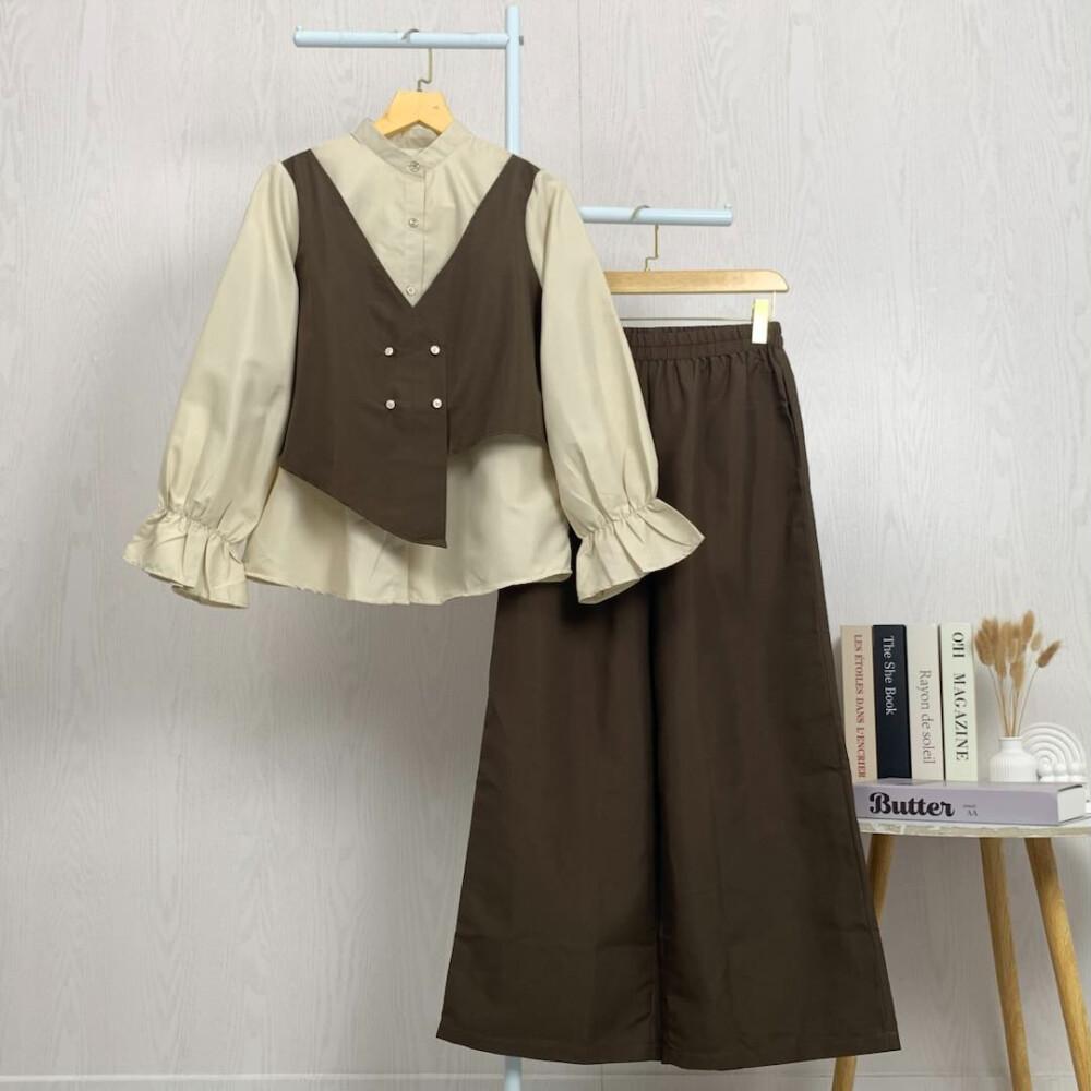 [NEW]Asaya Setelan dua potong yang stylish dan simpel: atasan + celana longgar