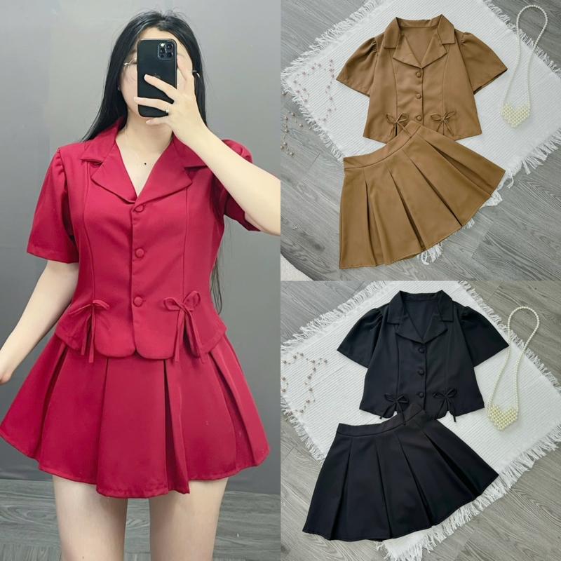 Set thời trang, set áo vest kèm váy thời trang shop Đậu bigsize-SET72