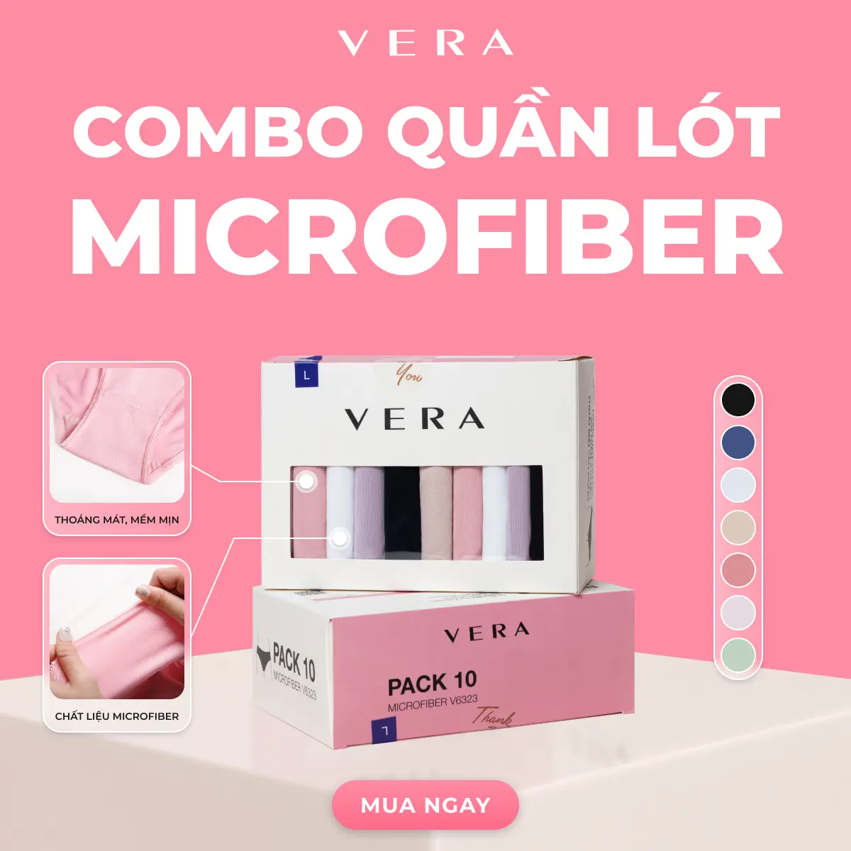 Combo 10 Quần Lót Nữ Thun Lạnh VERA thoáng mát, thoải mái - 6323 [GIAO MÀU NGẪU NHIÊN] Women