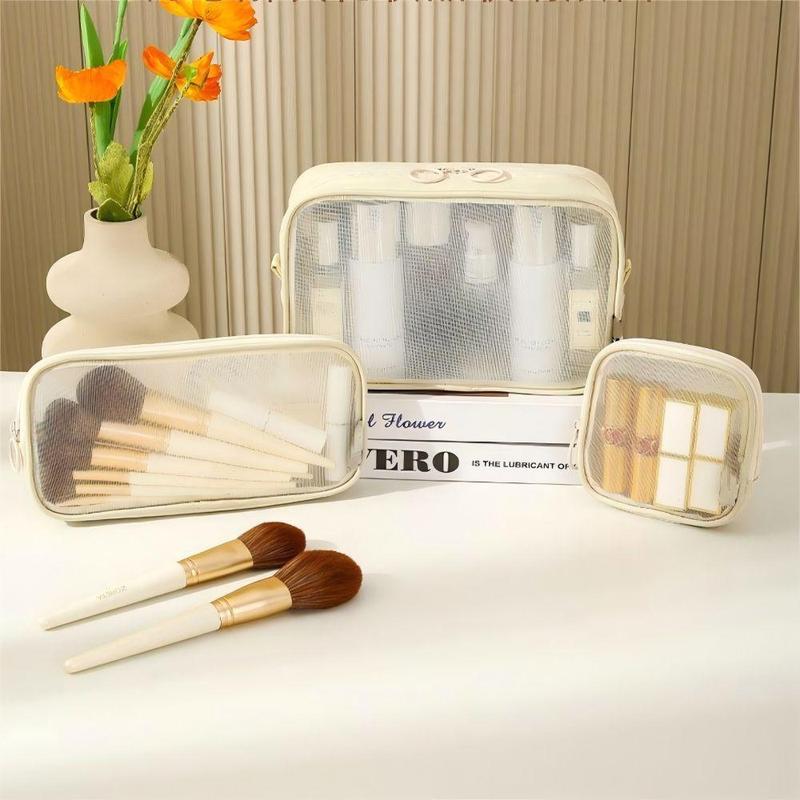 Product Introduction of Makeup Bag Set, 3 Counts/set Large Capacity Cosmetic Storage Bag, Portable Travel Toiletry Bag, Multifunctional Storage Bag for Travel 2