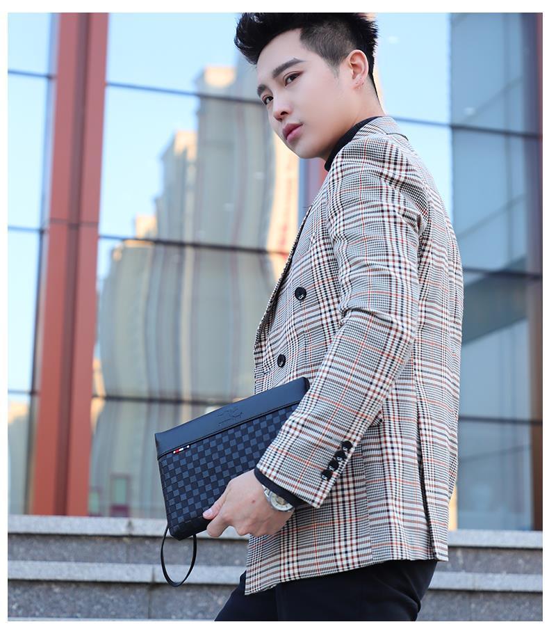 Product Introduction of Men's Handbag Large Capacity Clutch Soft Leather Clutch Men's Envelope Bag Japanese and Korean Portable Wallet Clip Bag Fashion Brand 10