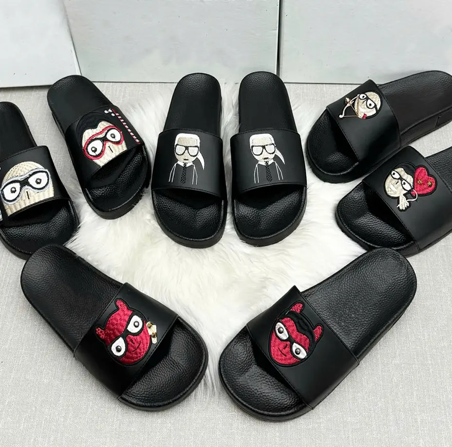Dép Quai Ngang Đê G Họa Tiết Thêu Ngộ Nghĩnh Và Đính Đá - Dép Đi Biển - Slipper
