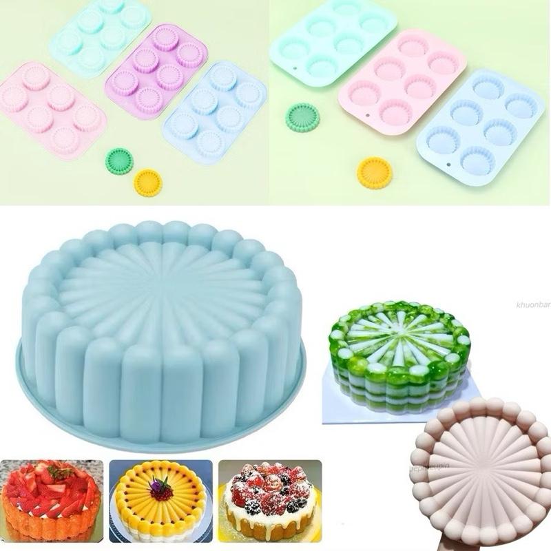  Khuôn silicon tròn mặt trời đủ các size Charlotte đổ rau câu nướng bánh 